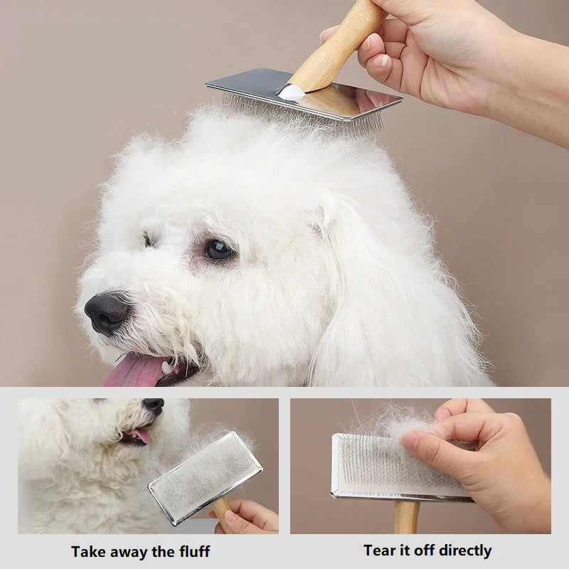Wooden Pet Grooming Brush for Dogs & Cats | Long Hair Detangling Comb GSZ05