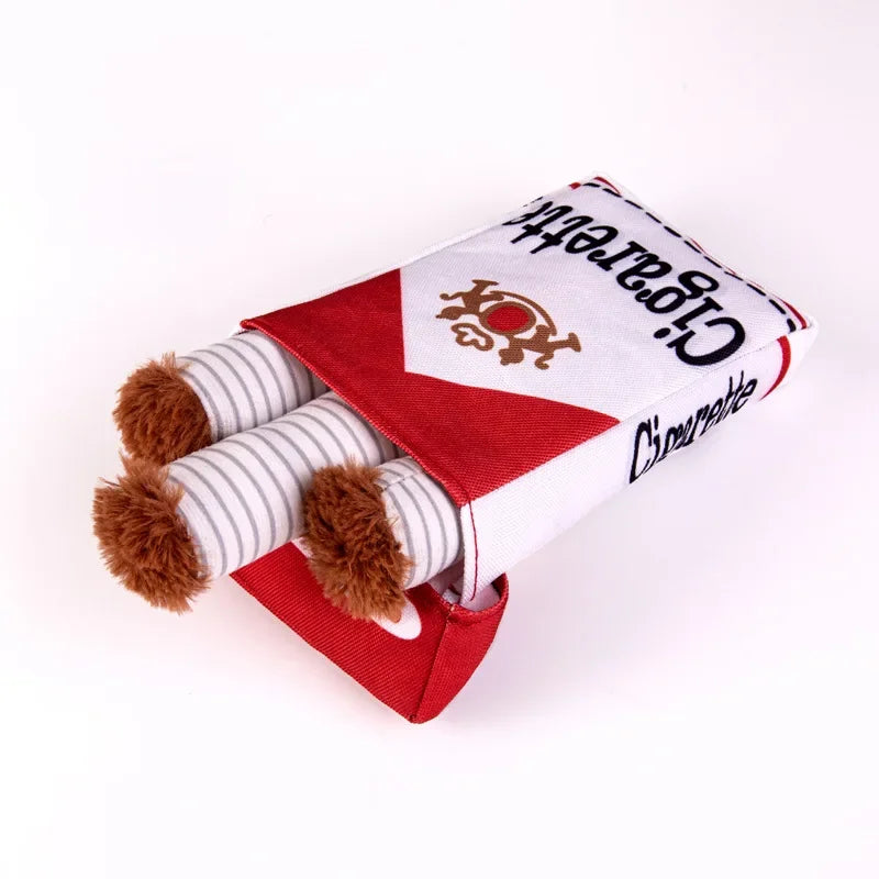 Funny Cigarette Plush Dog Toy – Interactive Squeaky Chew & Teething Toy