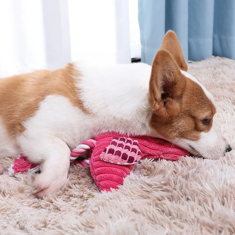 Animal Shape Squeaky Plush Dog Toy – Bite Resistant Corduroy Chew Toy for Small and Large Dogs