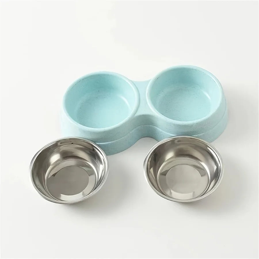 Double Stainless Steel Pet Bowls with Non-Slip Base (Food & Water)