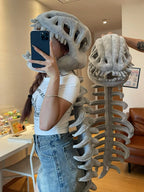 Realistic Dinosaur Skeleton Costume Set – Plush Headgear & Dress-Up Accessory