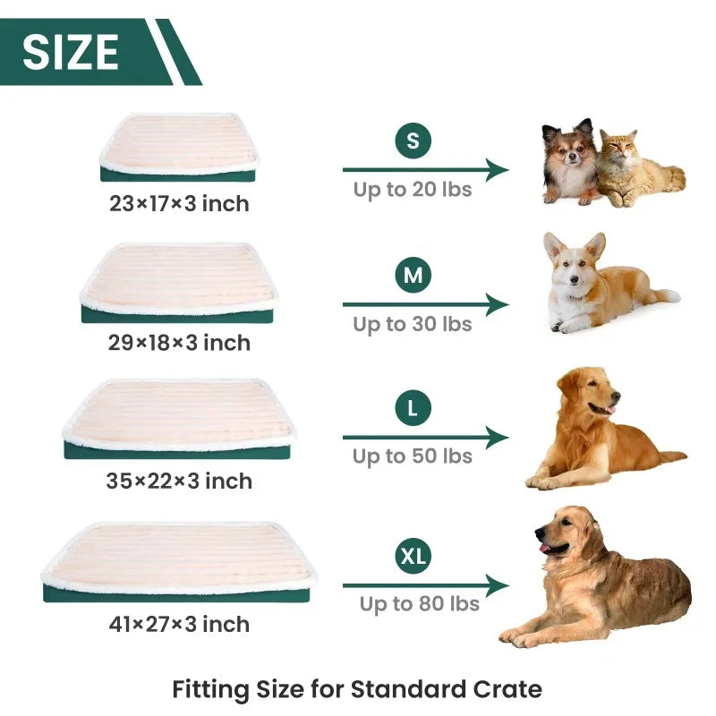 Washable Memory Foam Dog & Cat Bed Mat – Calming Pet Mattress with Removable Cover & Non-Slip Bottom