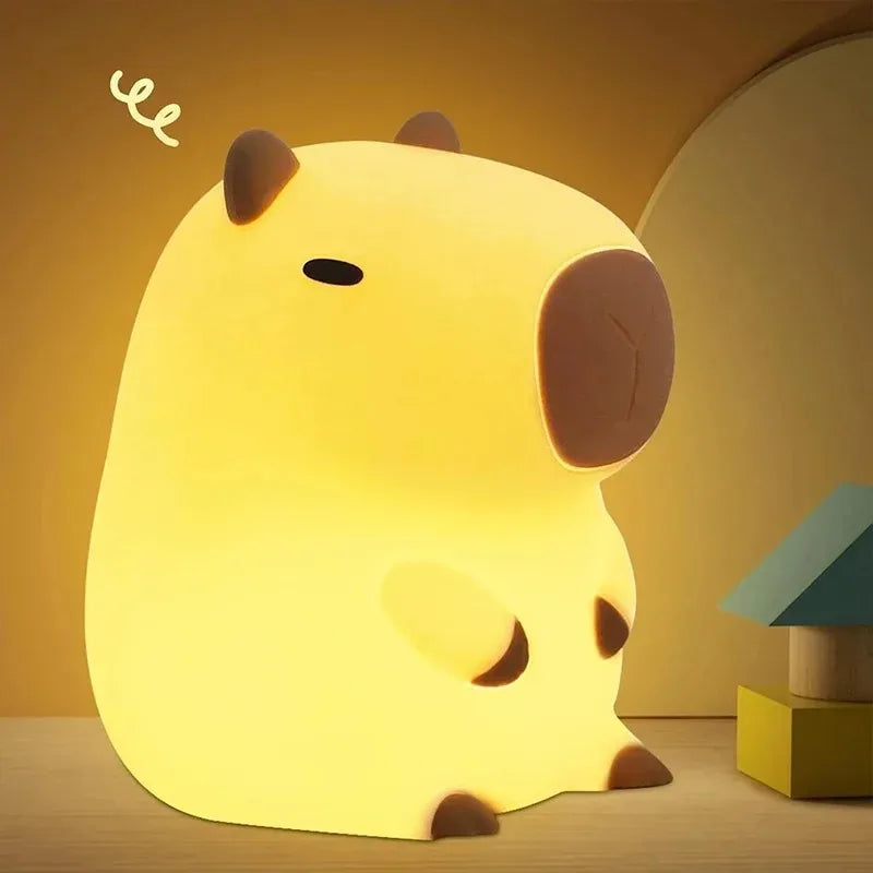 Cute Capybara Night Light – Silicone LED Cartoon Bedside Lamp for Room Decor and Gift