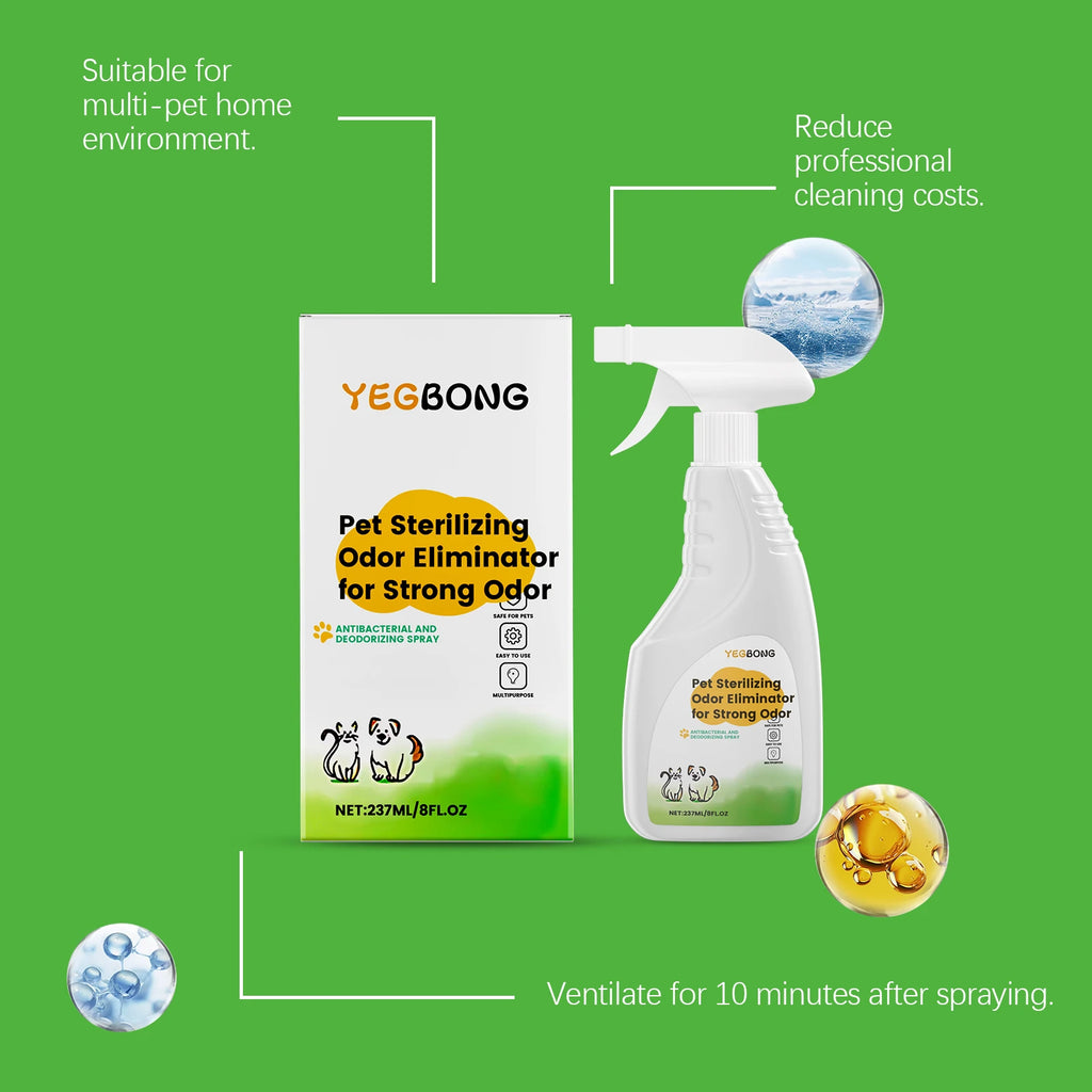 Pet Odor Eliminator Spray for Dogs and Cats – Unscented Urine Odor Neutralizer for Carpet, Furniture & Home (237ml)
