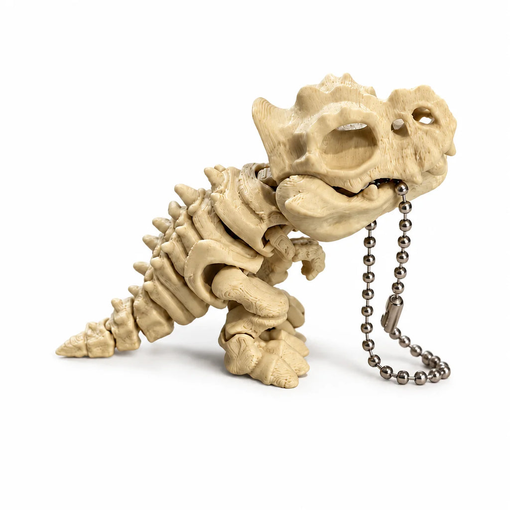3D Printed T-Rex Skeleton Keychain – Articulated Dinosaur Fidget Model