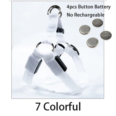 LED Dog Harness USB Rechargeable – Adjustable Flashing No Pull Safety Harness with Reflective Lights for Small, Medium & Large Dogs