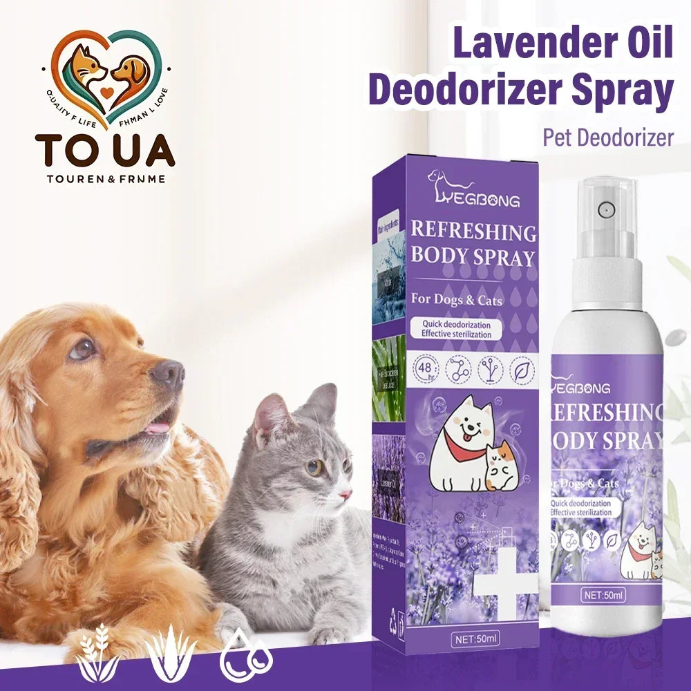 Lavender Pet Deodorization Spray 50ml – Natural Dog and Cat Perfume, Odor Remover & Coat Freshener