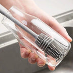 Silicone Bottle Cleaning Brush with Long Handle – Cup, Glass & Baby Bottle Scrubber Kitchen Cleaning Tool