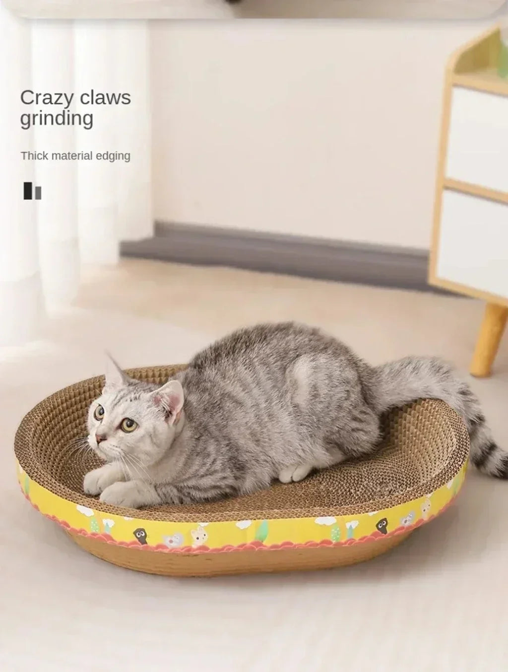 Oval Cat Scratching Board Bed – Corrugated Cardboard Cat Scratcher for Claw Grinding, Sleeping & Furniture Protection