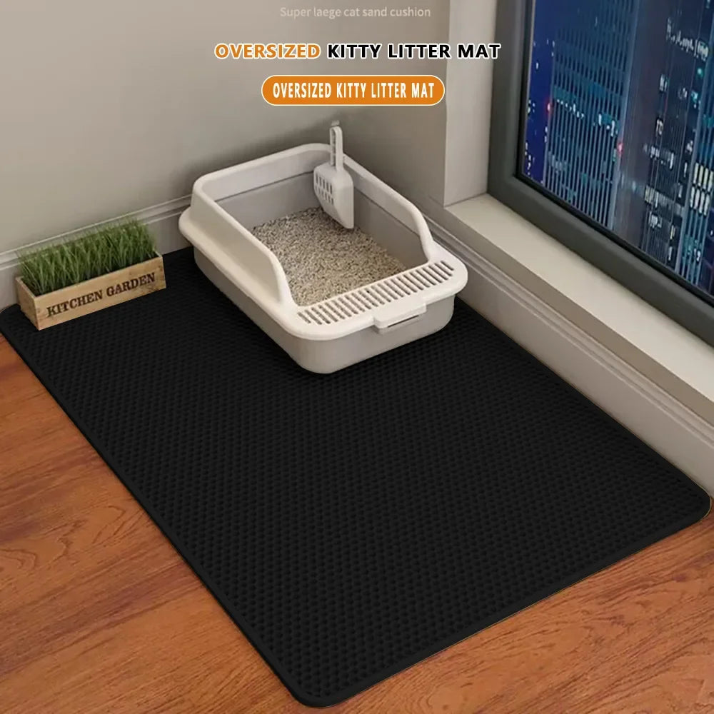 Waterproof Double Layer Cat Litter Mat – Honeycomb EVA Litter Trapping Mat, Non-Slip Washable Pet Toilet Floor Protector