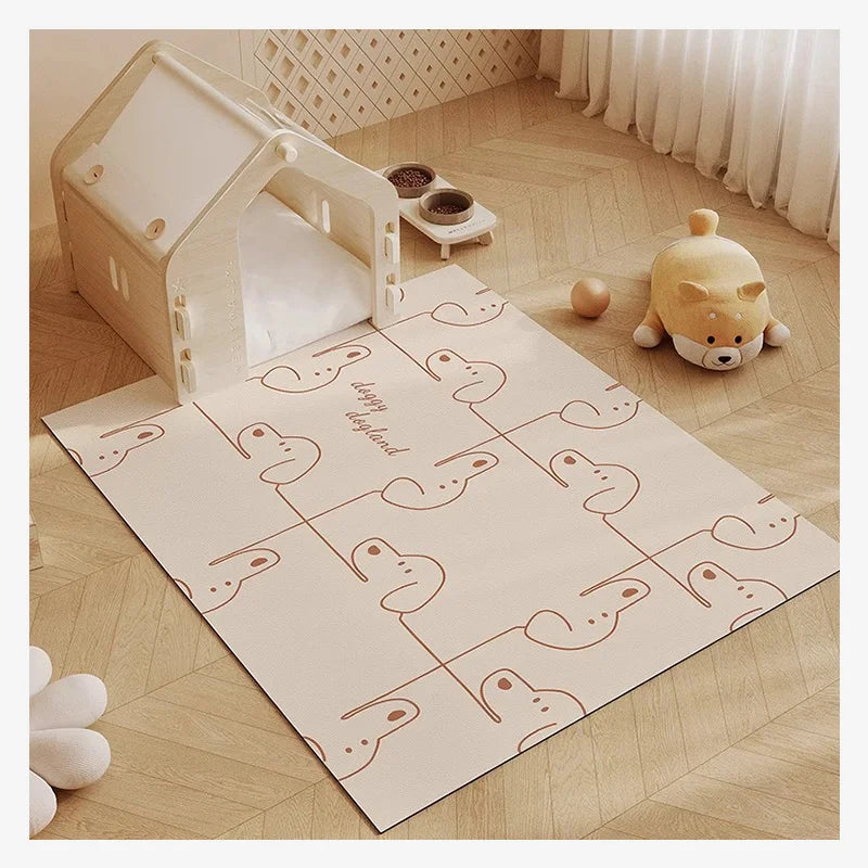 Cute Cartoon Waterproof Pet Floor Mat – PVC Anti-Scratch Dog & Cat Rug
