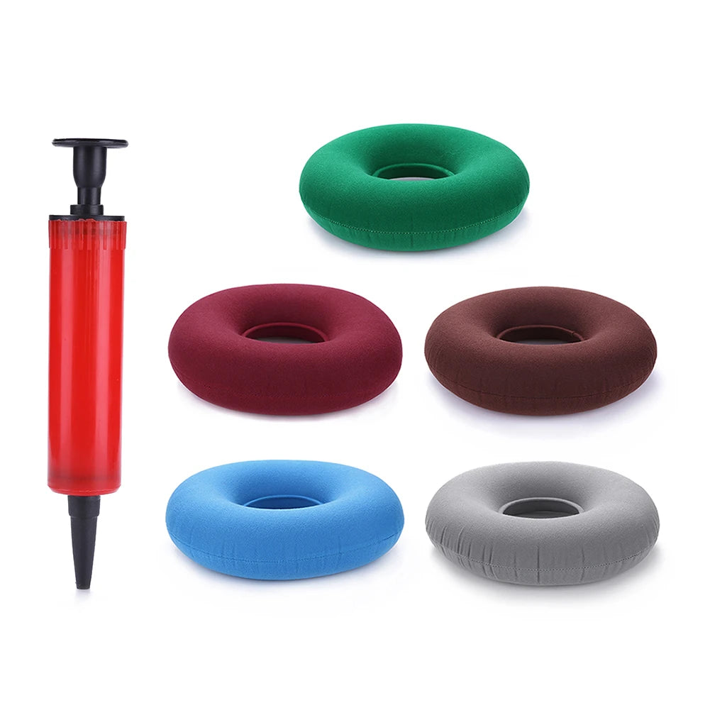 Donut Pillow Hemorrhoid Tailbone Cushion Home Office Use Donut Pillow Seat Cushion with Pump for Hemorrhoids Pressure Sores