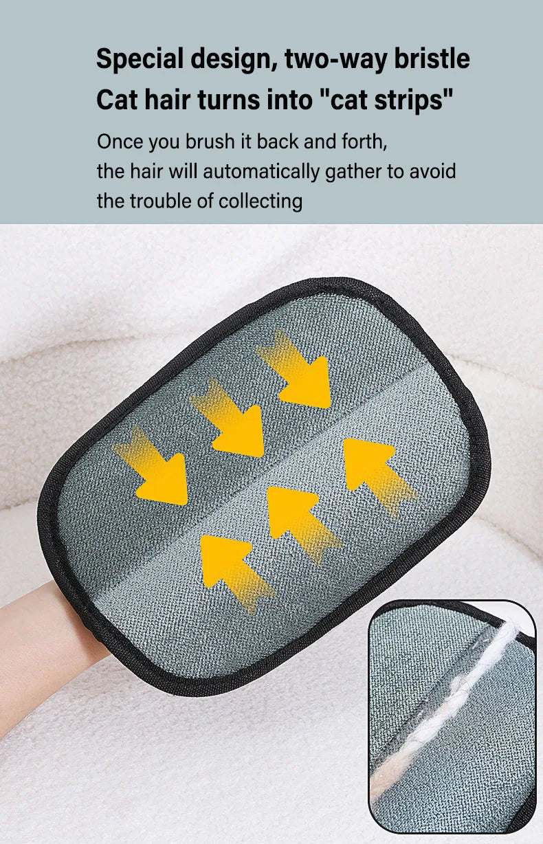 Reusable Pet Hair Removal Gloves – Double-Sided Static Grooming & Fur Cleaner for Dogs & Cats