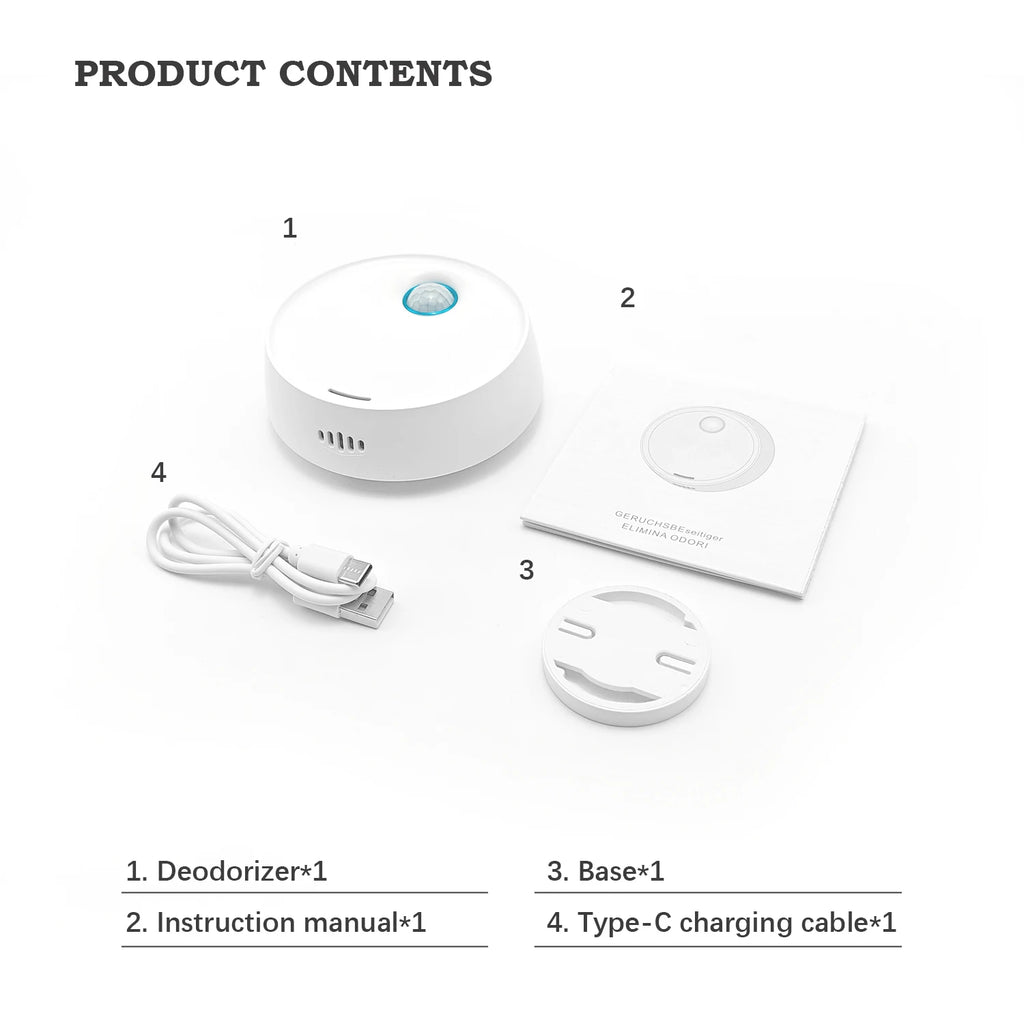 Smart Pet Odor Purifier Auto Sensor Cat Litter Box Deodorizer – Silent Rechargeable Air Freshener for Pets, Toilets & Shoe Cabinets (3000mAh)