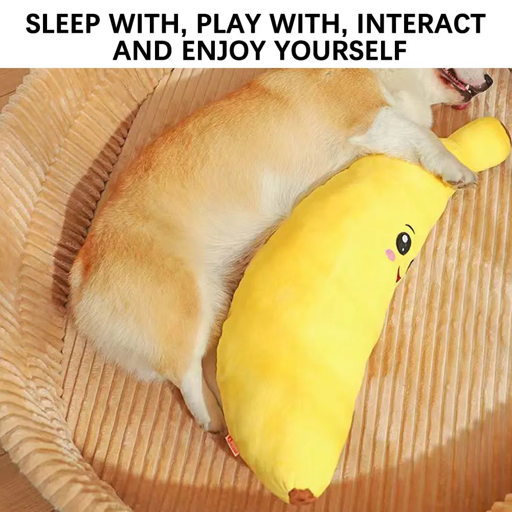 Banana Dog Plush Toy Squeaky Anxiety Relief Chew Toy for Dogs and Cats