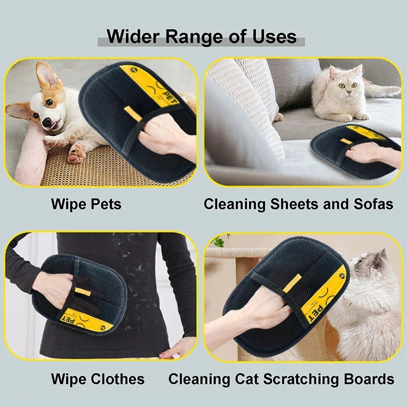 Electrostatic Pet Hair Remover Gloves – Reusable 2-in-1 Grooming & Lint Cleaning Mitt for Cats & Dogs