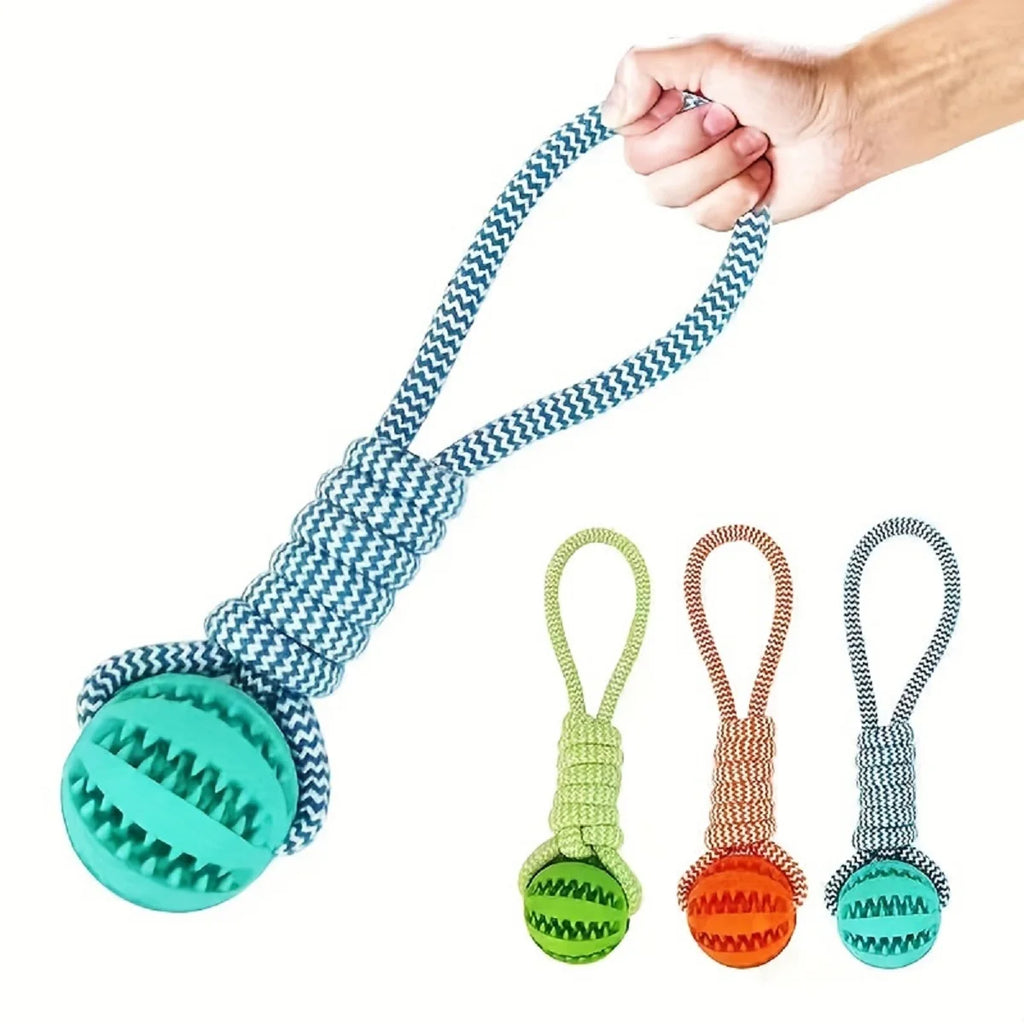 Interactive Cotton Rope Treat Ball Dog Toy – Bite Resistant Teeth Cleaning Training and Puzzle Feeding Toy