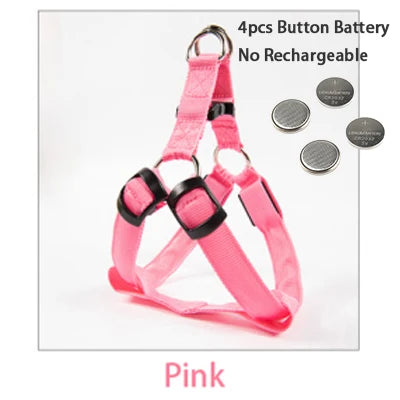 LED Dog Harness USB Rechargeable – Adjustable Flashing No Pull Safety Harness with Reflective Lights for Small, Medium & Large Dogs