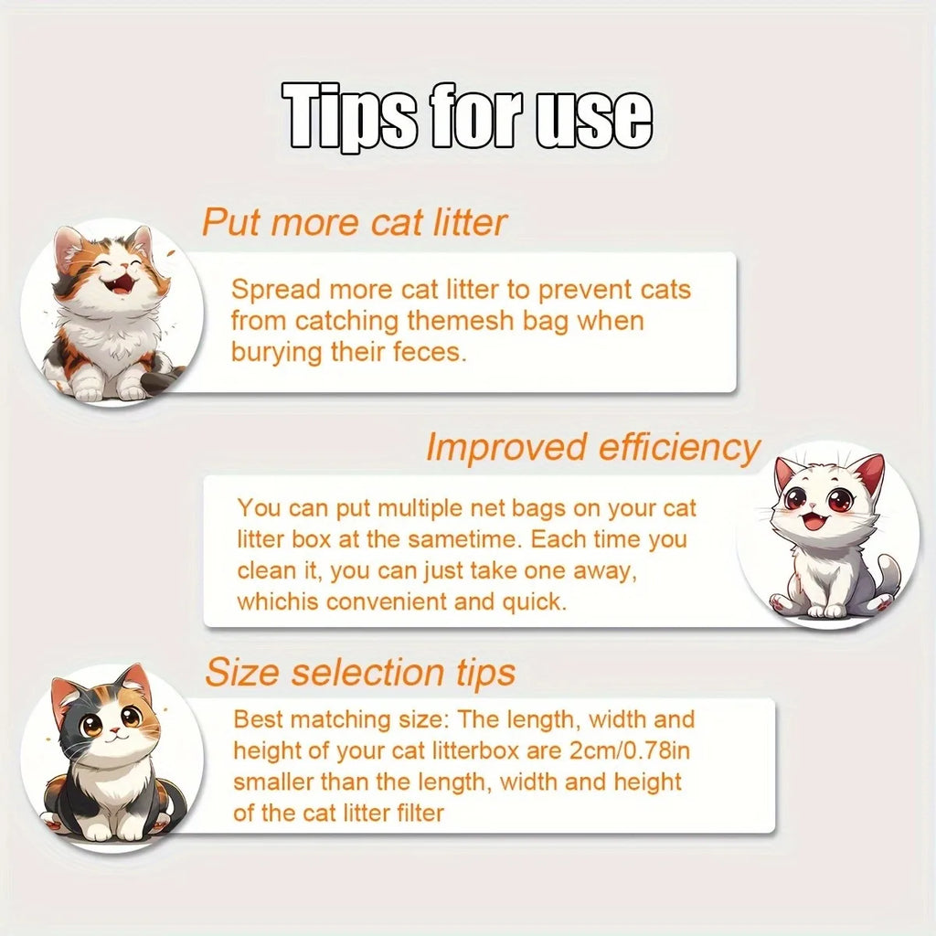 5PCS/10PCS Washable Cat Litter Filters for Litter Box Liners – Reusable Cat Litter Net Bags, Easy-Clean Pet Litter Box Accessories XL