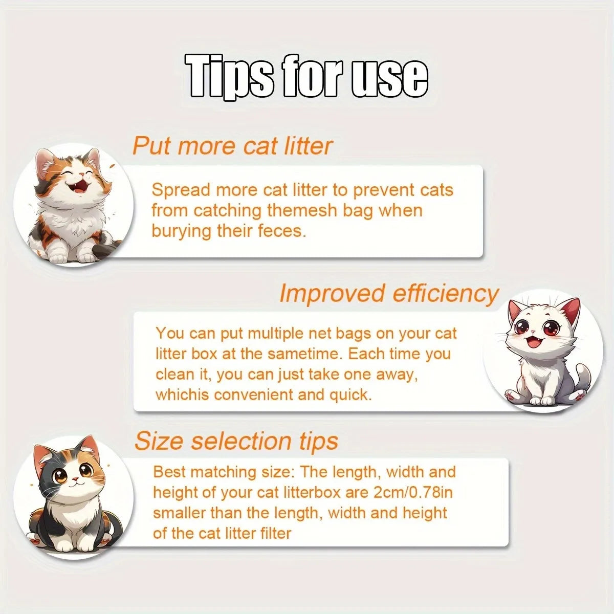 5PCS/10PCS Washable Cat Litter Filters for Litter Box Liners – Reusable Cat Litter Net Bags, Easy-Clean Pet Litter Box Accessories XL