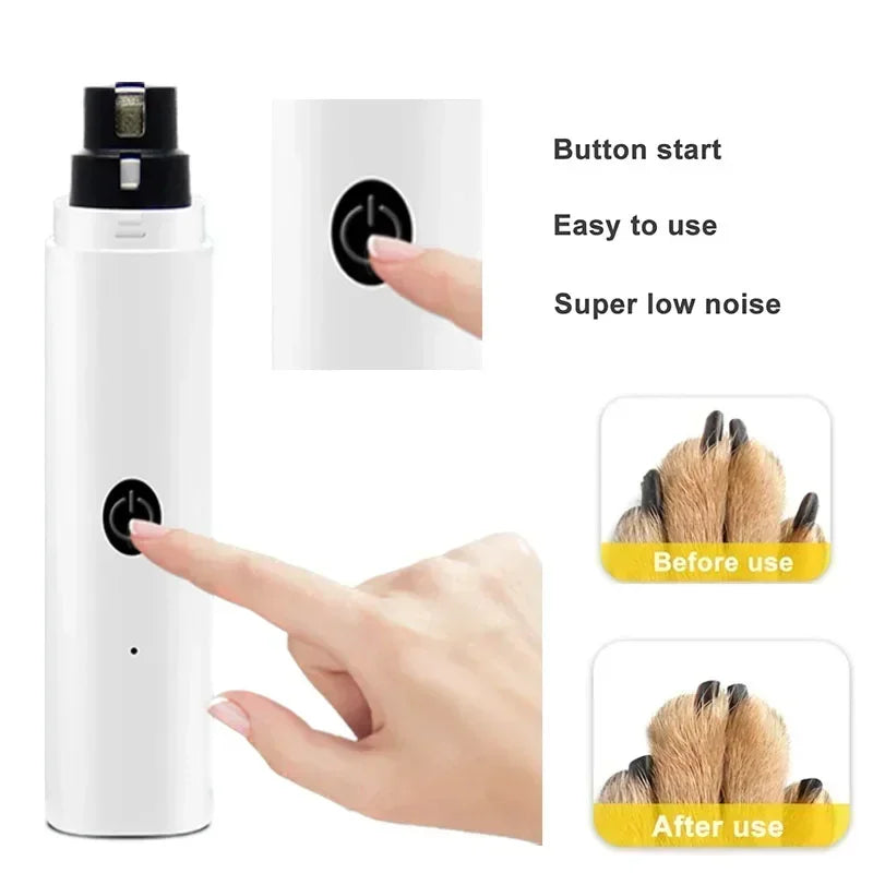 Electric Dog Nail Grinder – USB Rechargeable Pet Nail Clippers with LED Light, Quiet Pet Grooming Tool for Dogs & Cats
