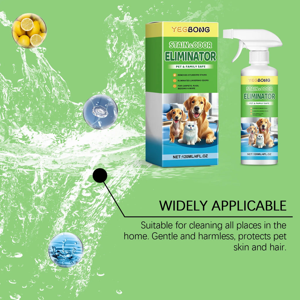 Pet Stain & Odor Remover Spray for Dogs and Cats – Deep Cleaning Urine Stain & Odor Eliminator 120ml