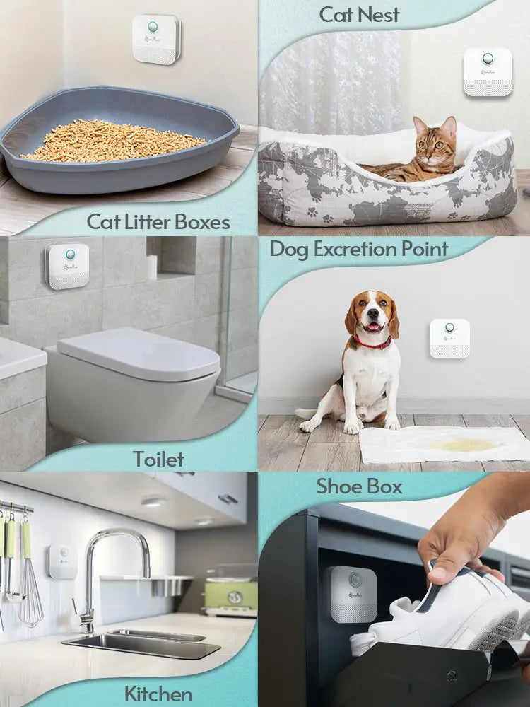 DownyPaws Smart Cat Odor Purifier 4000mAh – Rechargeable Litter Box Deodorizer and Pet Air Purifier