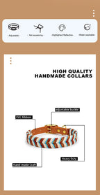 Handmade Fashion Dog Collar for Small Medium and Large Dogs – Colorful Reflective Pet Neck Collar