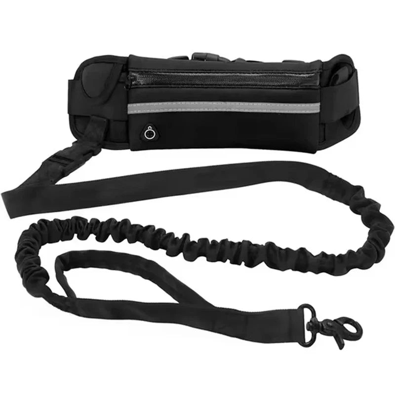 Hands Free Reflective Dog Leash with Waist Bag – Adjustable Retractable Bungee Running & Walking Leash for Dogs
