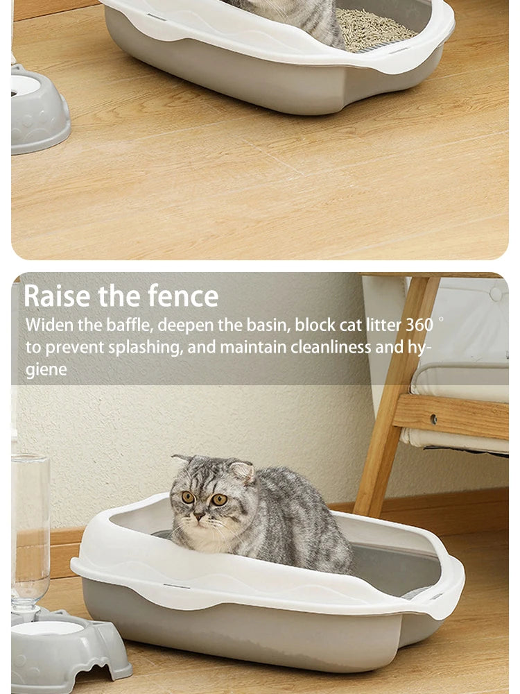 Semi-Enclosed Cat Litter Box – Large Spatter-Proof Cat Toilet with Anti-Tracking Pedal and Open Ventilation Design