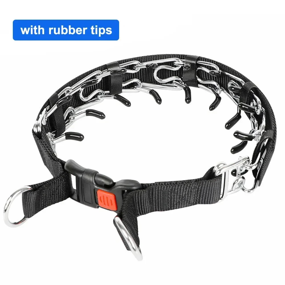 Dog Training Prong Collar with Quick Release Buckle and Nylon Cover | Adjustable Stainless Steel Pinch Collar for Small Medium Large Dogs