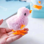 Wind Up Chicken Cat Toy Interactive Jumping Walking Plush Toy for Cats