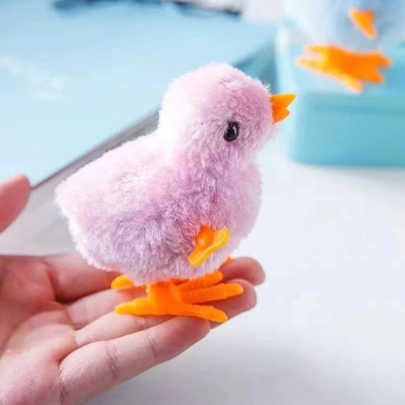 Wind Up Chicken Cat Toy Interactive Jumping Walking Plush Toy for Cats