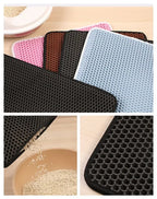 Non-Slip Waterproof Double Layer Cat Litter Mat – Washable Pet Litter Catcher Pad for Clean Home