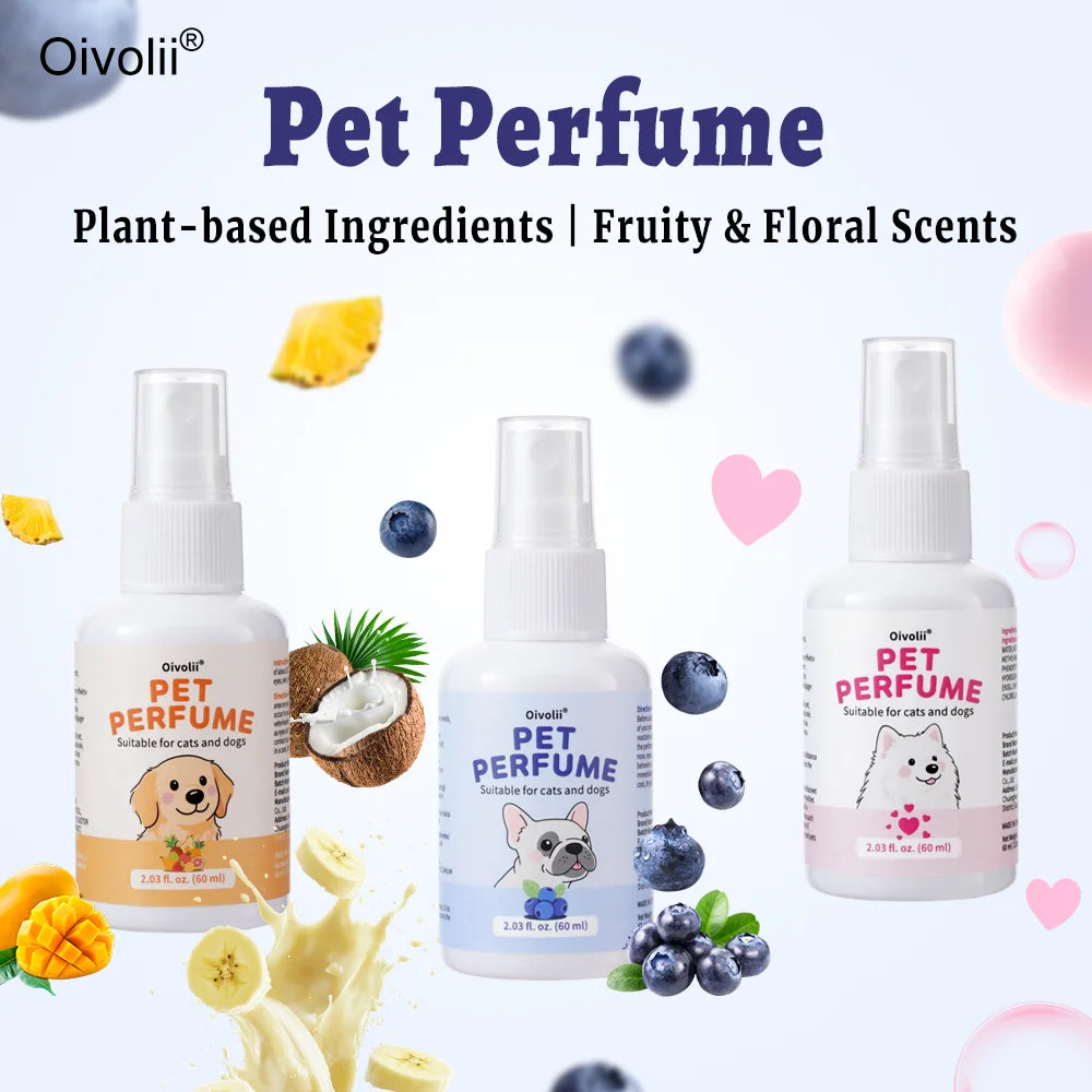 Pet Perfume Spray for Dogs and Cats | Plant-Based Long Lasting Deodorizing Floral Fruit Fragrance