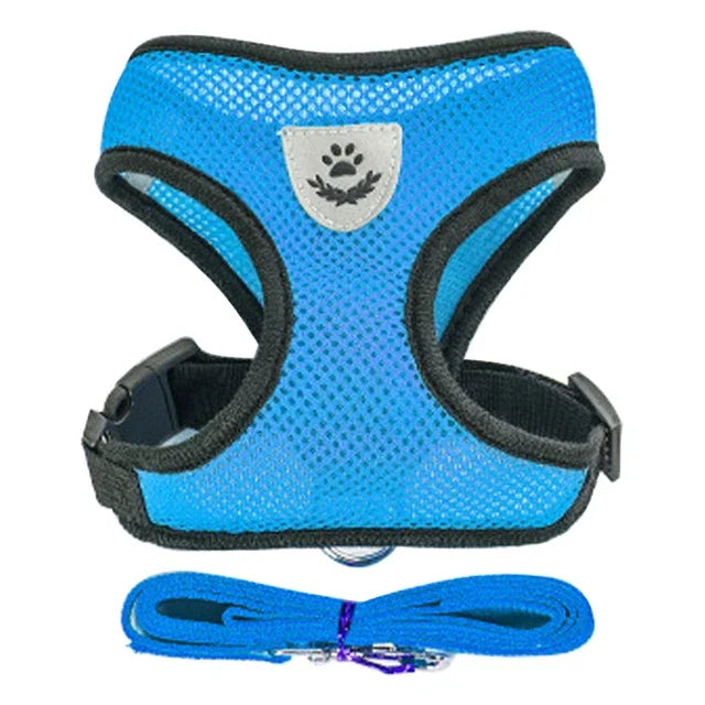 Adjustable Cat and Dog Harness Vest with Leash | Breathable Reflective Mesh Walking Harness for Small Medium Pets