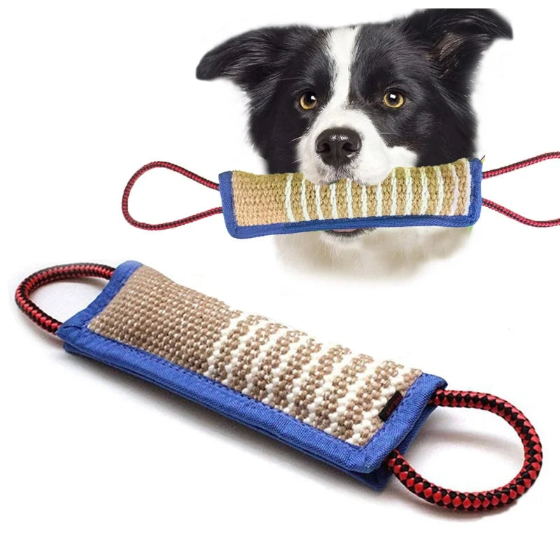 Interactive Jute Dog Chew Pillow – Durable Training & Teeth Cleaning Toy