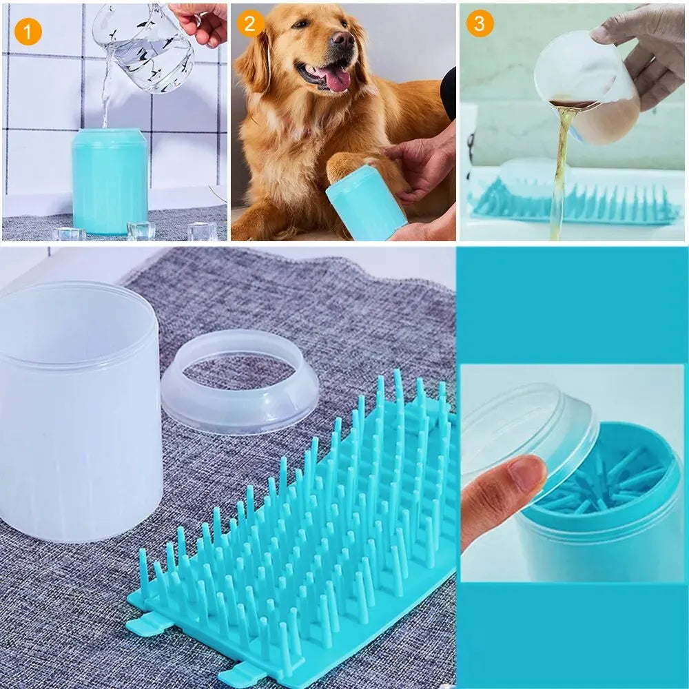 Pet Paw Washing Cup – Dog & Cat Foot Cleaner Tool with Soft Silicone Brush