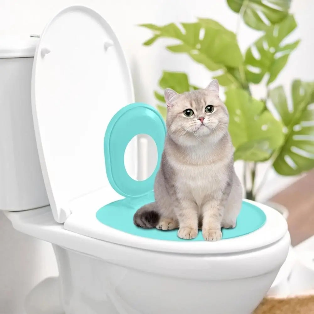 Reusable Cat Toilet Training Kit – Plastic Cat Toilet Trainer Seat for Litter-Free Potty Training Cats and Kittens