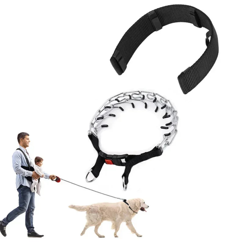 Dog Training Prong Collar with Quick Release Buckle and Nylon Cover | Adjustable Stainless Steel Pinch Collar for Small Medium Large Dogs