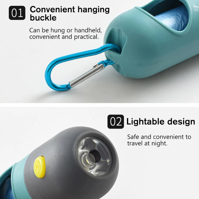 LED Dog Poop Bag Dispenser with Light – Portable Pet Waste Bag Holder
