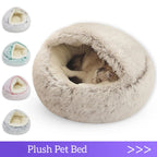 Warm Plush Cat Cave Bed with Cover – Cozy Round Pet Nest for Small Dogs & Kittens