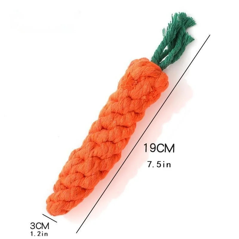 Carrot Shape Cotton Rope Dog Chew Toy for Small Medium Dogs and Cats – Bite Resistant Pet Knot Toy