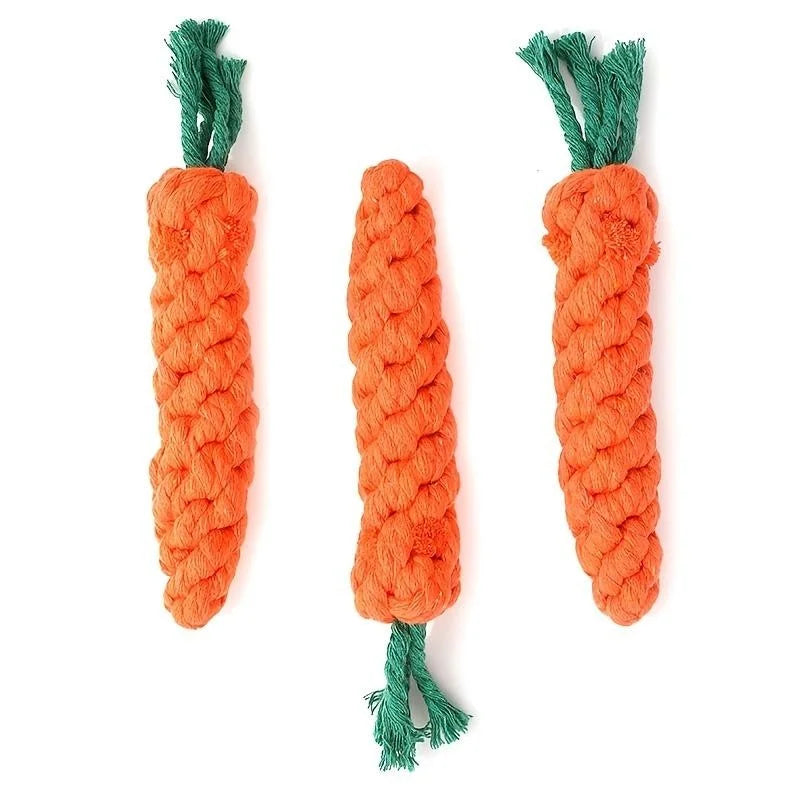 Carrot Shape Cotton Rope Dog Chew Toy for Small Medium Dogs and Cats – Bite Resistant Pet Knot Toy