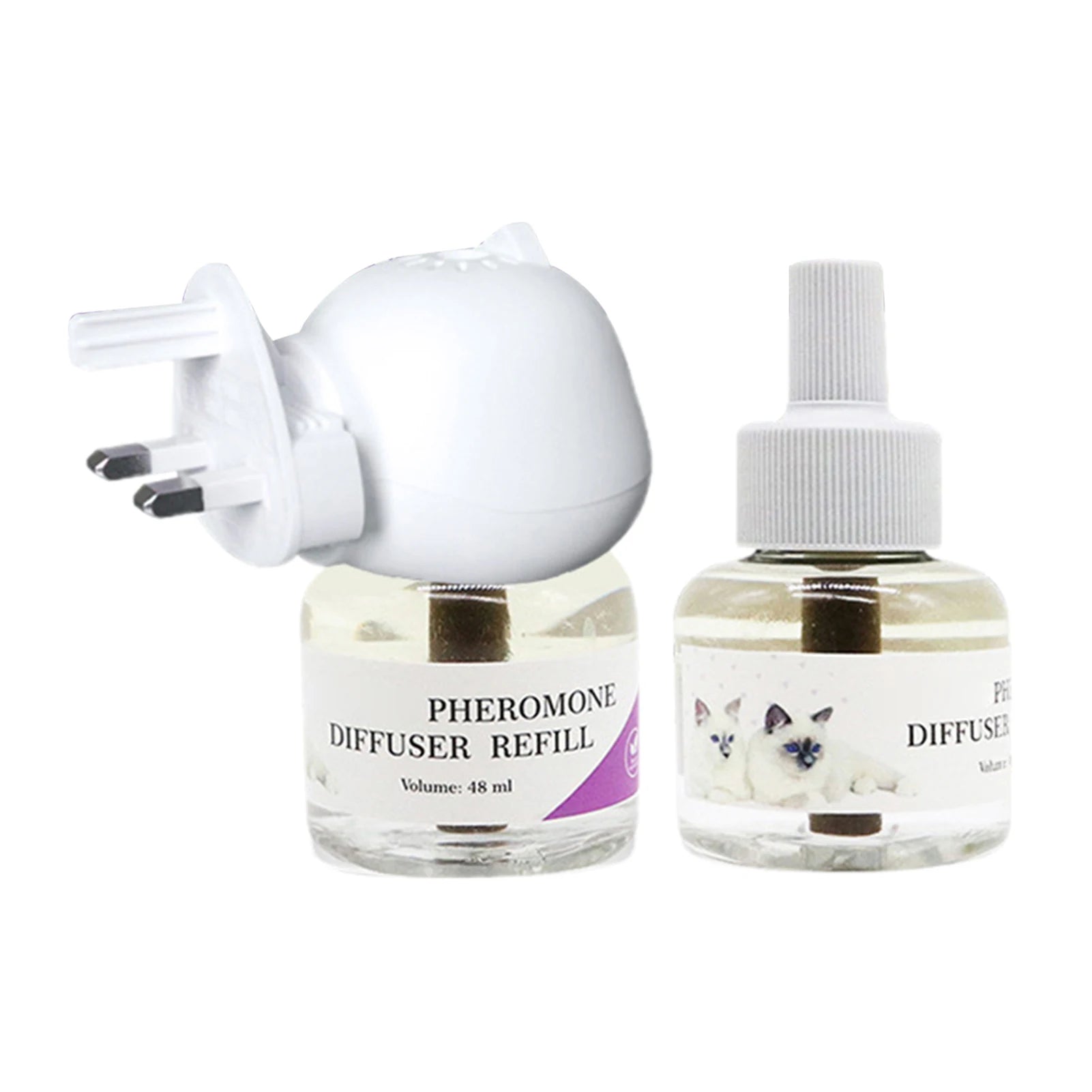 Cat Calming Pheromone Diffuser with Refill Liquids | Relaxing Stress Relief Aid for Indoor Cats EU/UK Plug