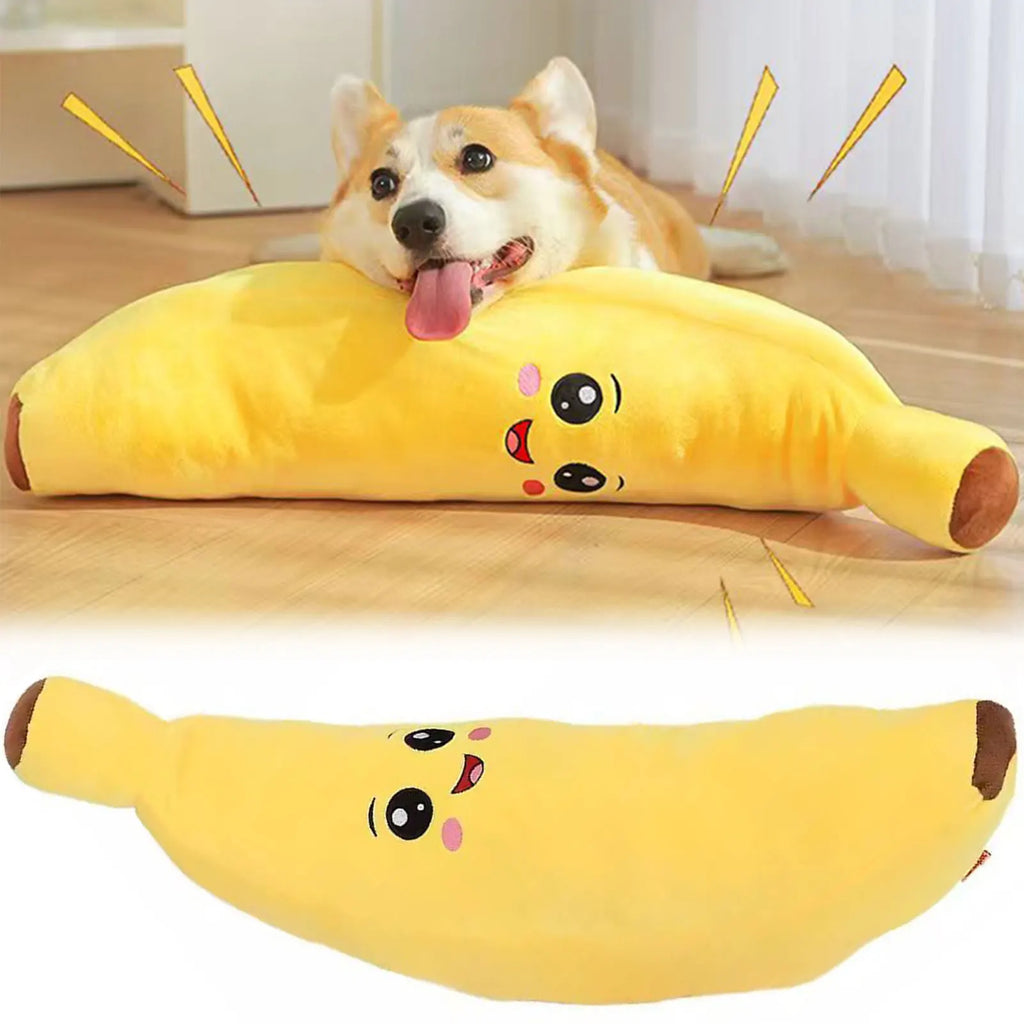 Banana Dog Plush Toy Squeaky Anxiety Relief Chew Toy for Dogs and Cats