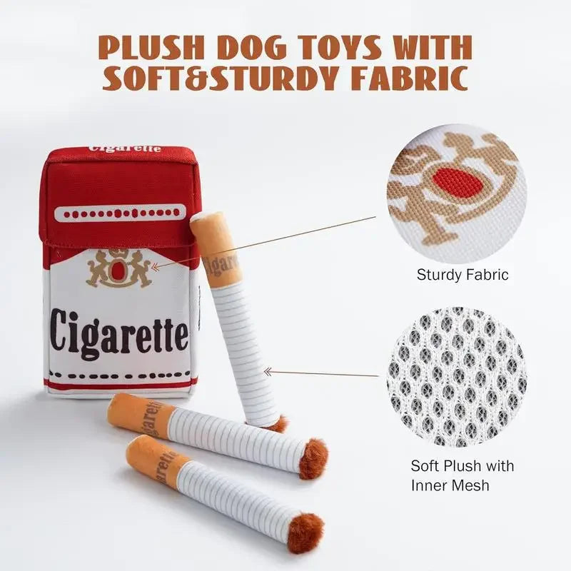 Funny Cigarette Plush Dog Toy – Interactive Squeaky Chew & Teething Toy