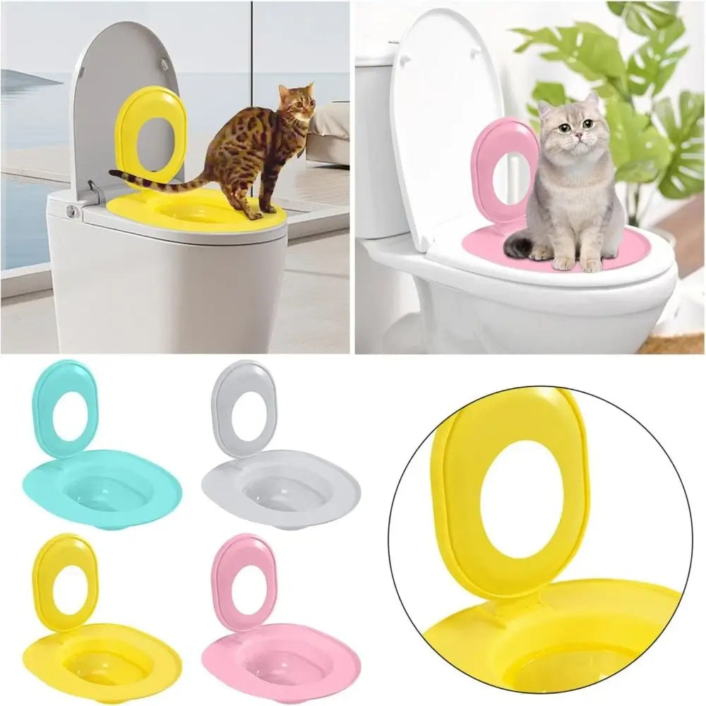 Reusable Cat Toilet Training Kit – Plastic Cat Toilet Trainer Seat for Litter-Free Potty Training Cats and Kittens
