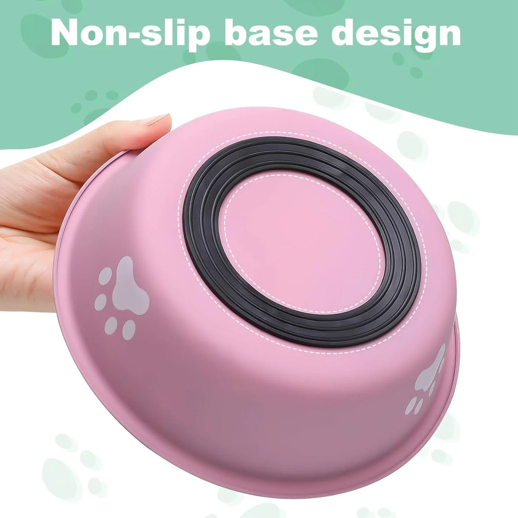 Stainless Steel Dog Bowl with Non-Slip Silicone Base – Food & Water Feeder
