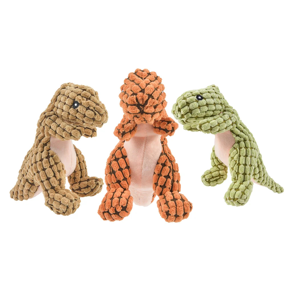 Plush Dinosaur Dog Toy with Squeaker – Interactive Chew Toy for Small Dogs & Cats